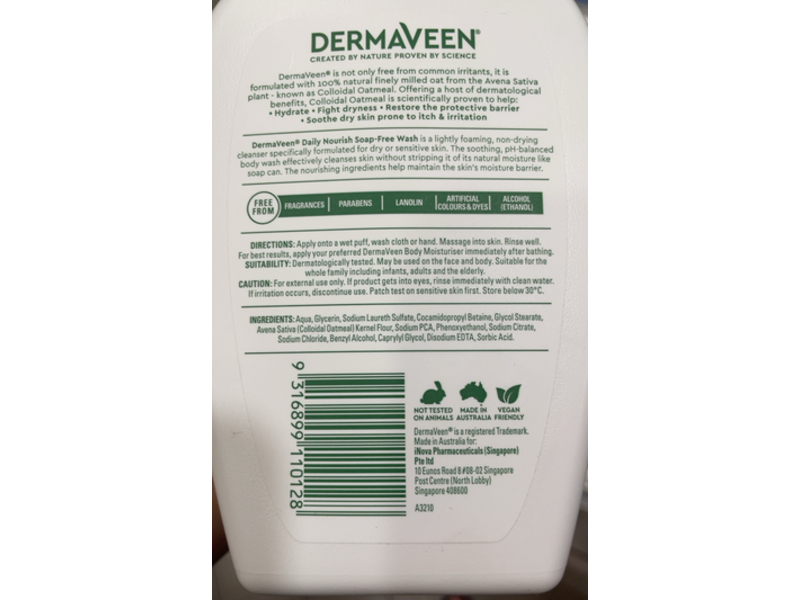Dermaveen Daily Nourish Soap-Free Wash, 500 mL