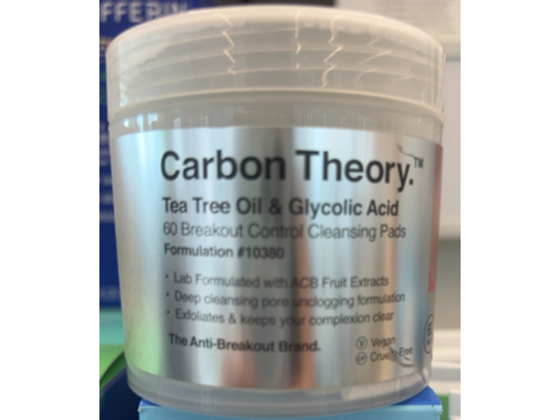Carbon Theory Cleansing Pads, Tea Tree Oil & Glycolic Acid, 60 Count
