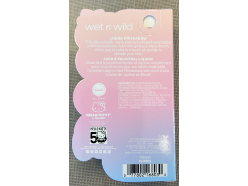 wet n wild Hello Kitty 50th Anniversary Liquid Eyeshadow, Bubbly, 0.10 fl oz/3.0 mL