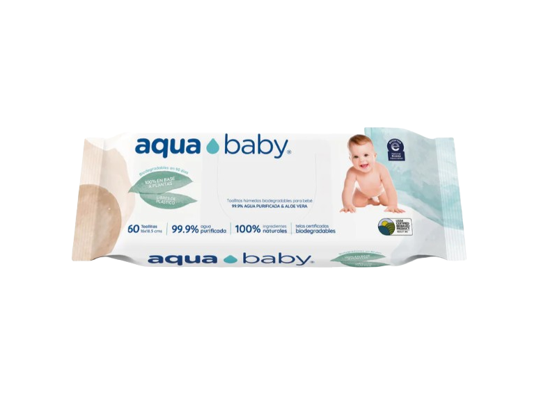 Abinsa Aqua Baby Biodegradable Baby Wipes, 60 Count