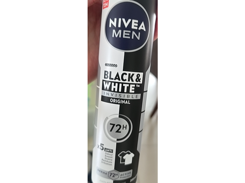 Nivea Men Black & White Invisible Anti-Perspirant, Original, 200 mL