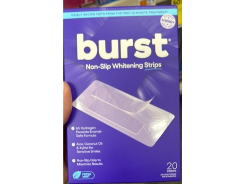 Burst Non-Slip Whitening Strips, Fresh Mint, 20 Count