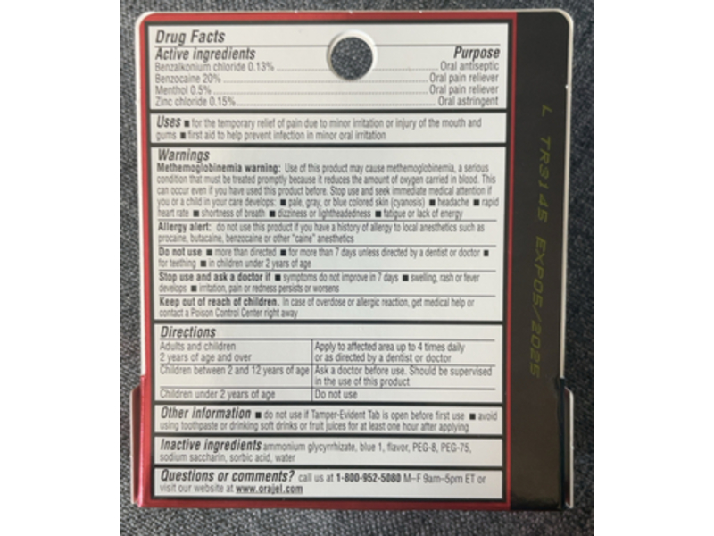 Orajel 4x Toothache & Gum Medicated Gel, 0.25 oz/7 g