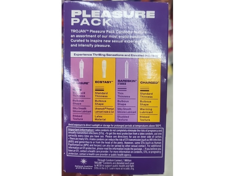 Trojan Pleasure Pack Lubricated Latex Condoms, 12 Count