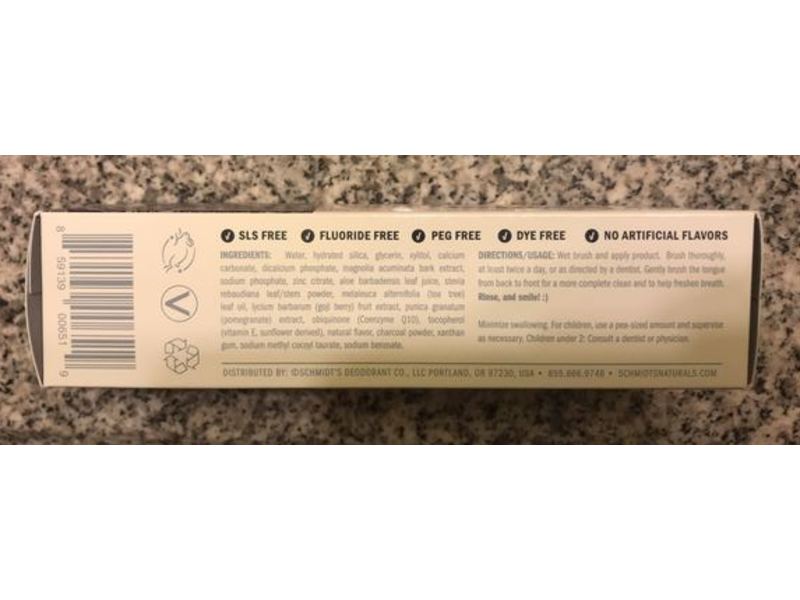 Schmidt's Tooth + Mouth Paste, Wondermint With Activated Charcoal , 4.7 oz/133 g