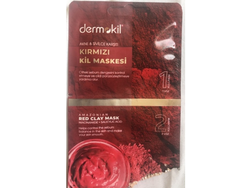 Dermokil Amazonian Red Clay Mask, Niacinamide + Salicylic Acid, 7.5 mL, 2 Count