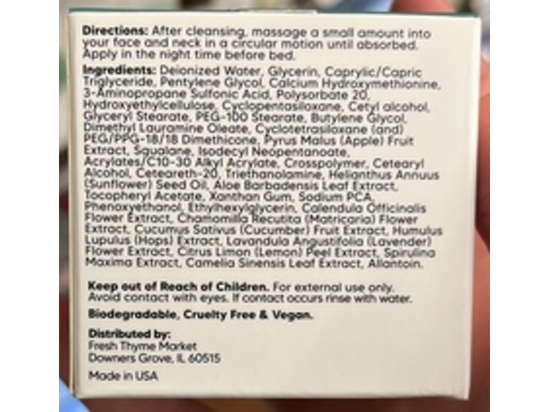 Fresh Thyme Night Firming Cream, 2 fl oz/59 mL