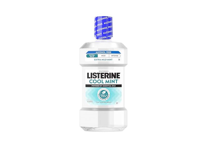 Listerine Extra Mild Mouthwash, Cool Mint, 33.8 fl oz/1L