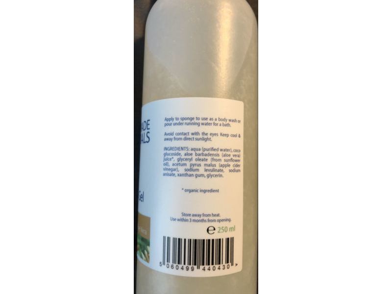 Handmade Naturals Shower and Bath Gel, Sensitive, Unscented, 250 mL