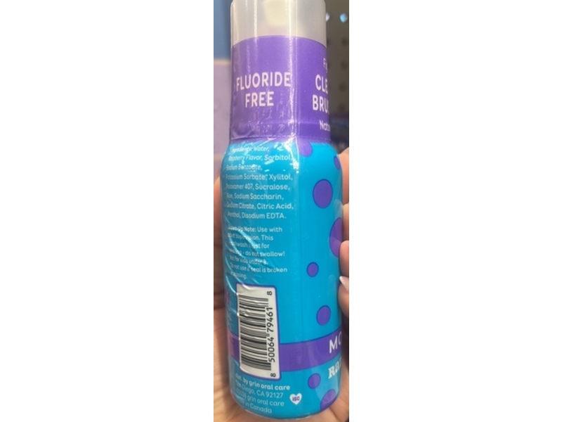 Grin Foam Mouthwash, Razzle Dazzle, 3.38 fl oz/100 mL