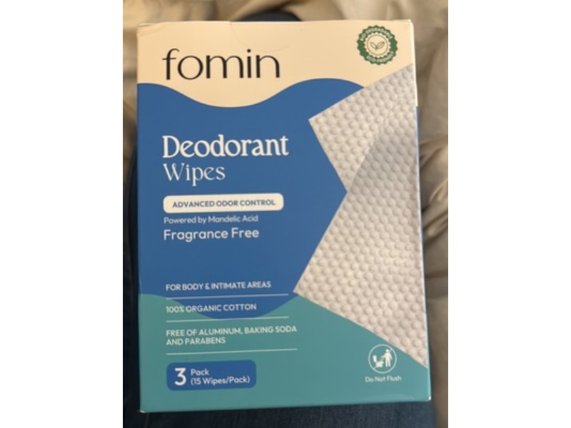 Fomin Deodorant Wipes, 15 Count, Pack Of 3