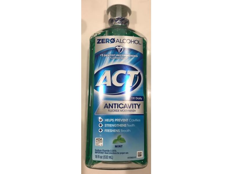 Act Anticavity Fluoride Mouthwash, Zero Alcohol, Mint, 18 fl oz/532 mL