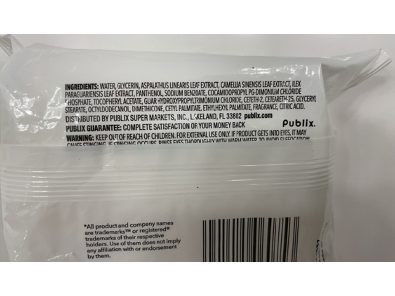 Publix Makeup Remover Scented Facial Wipes, 30 Count