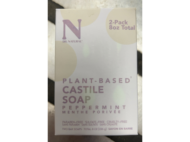 Dr. Natural Plant-Based Castile Soap, Peppermint, 8 oz/226 g, Pack Of 2