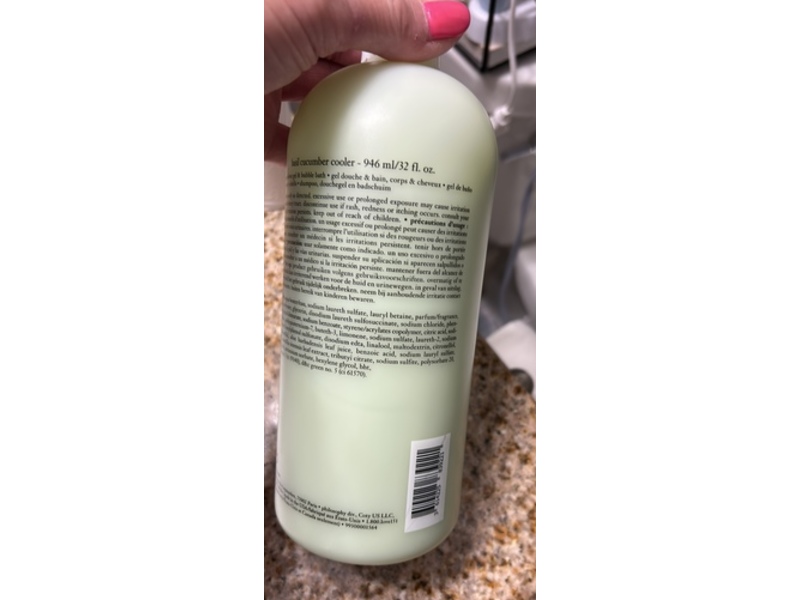 Philosophy Shampoo Shower Gel & Bubble Bath, basil Cucumber Cooler, 32 fl oz/946 mL