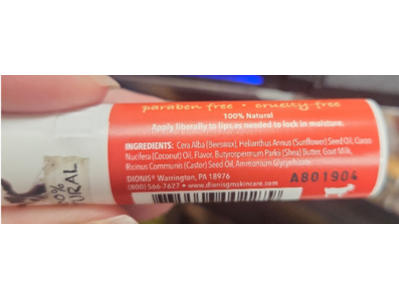 Dionis Goat Milk Lip Balm, Blood Orange, 0.28 oz/8 g, Pack Of 6