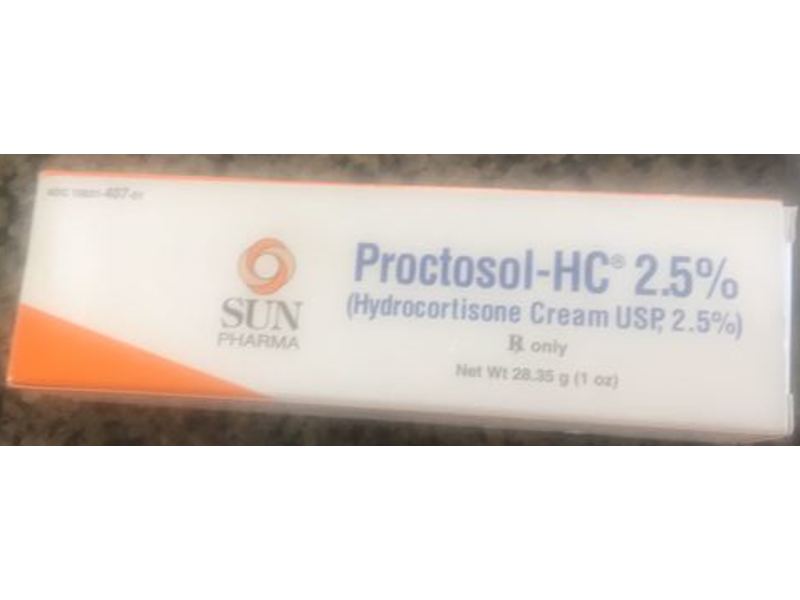 Proctosol-Hc (hydrocortisone) 2.5% Hydrocortisone Cream, 1 oz/28.35 g Sun Pharma (RX)