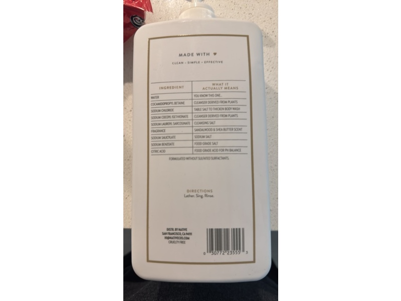 Native Body Wash, Sandalwood & Shea Butter, 36 fl oz/