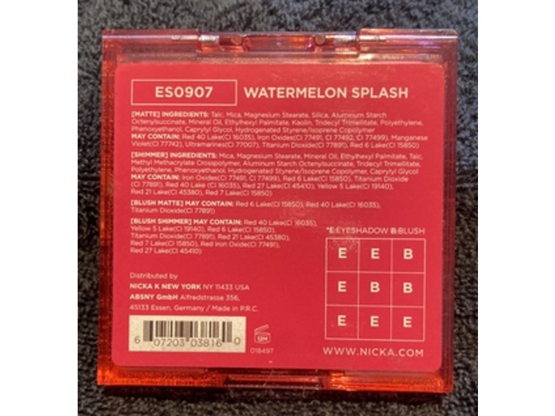 Nicka K New York Makeup Pop Neon Nine Color Shadow Palette, Watermelon Splash, 0.28 oz/8 g
