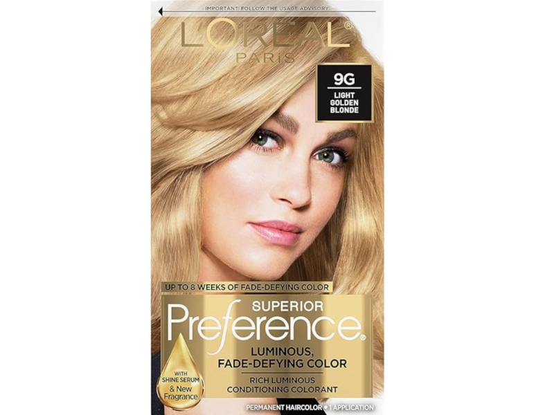 L’Oreal Superior Preference Luminous Fade Defying Color, 9G Light Golden Blonde, 1 Appication