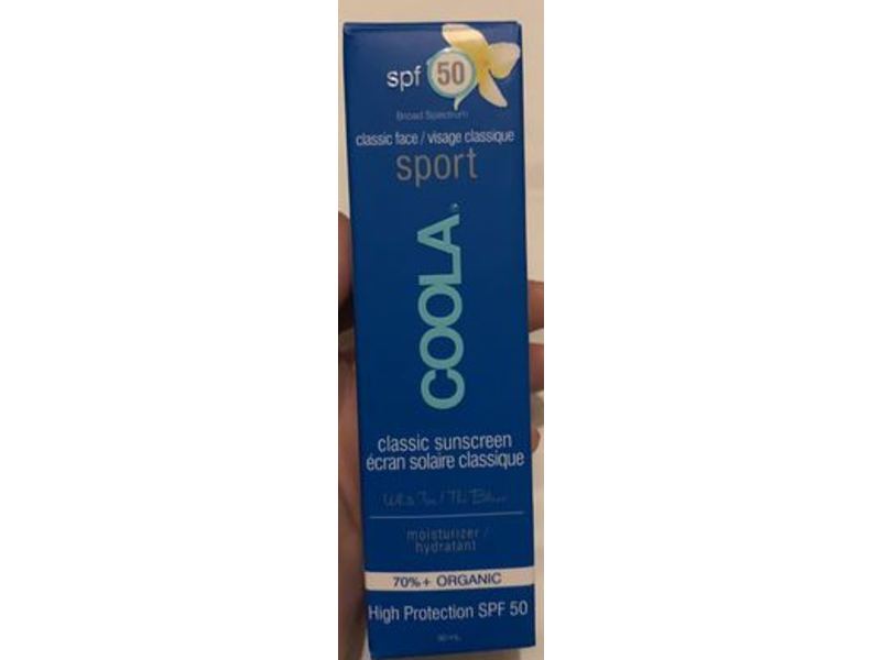 COOLA Classic Face Sport SPF 50 Sunscreen, White Tea, 1.7 oz/50 mL