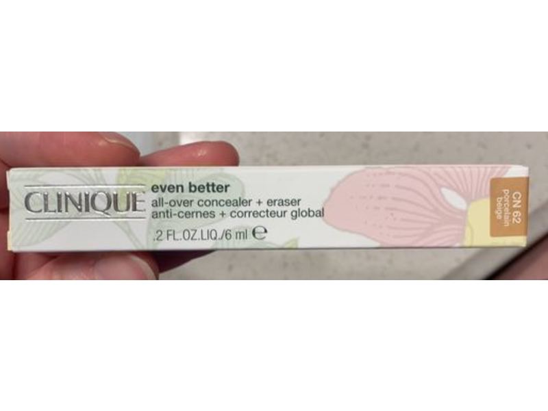 Clinique Even Better All-Over Concealer + Eraser, CN 62 Porcelain Beige, 0.2 fl oz/6 mL
