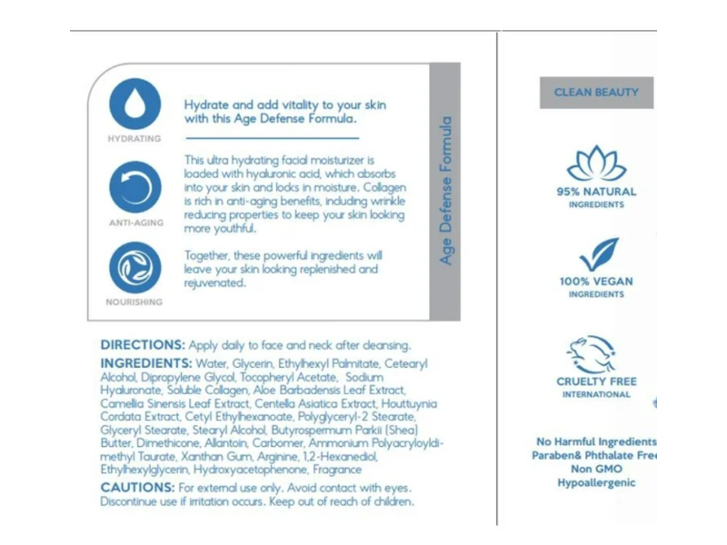 Skin Aesthetics Ultra Hydrating Facial Moisturizer, Hyaluronic Acid & Collagen, 1.69 fl oz/50 mL