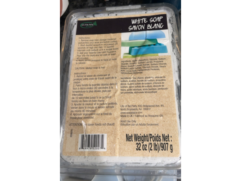 Life Of The Party White Soap, Glycerin, 32 oz/907 g