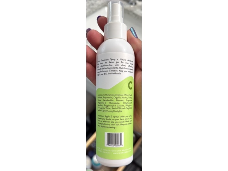 Curie Deodorant Spray, White Tea, 6 oz/170 g