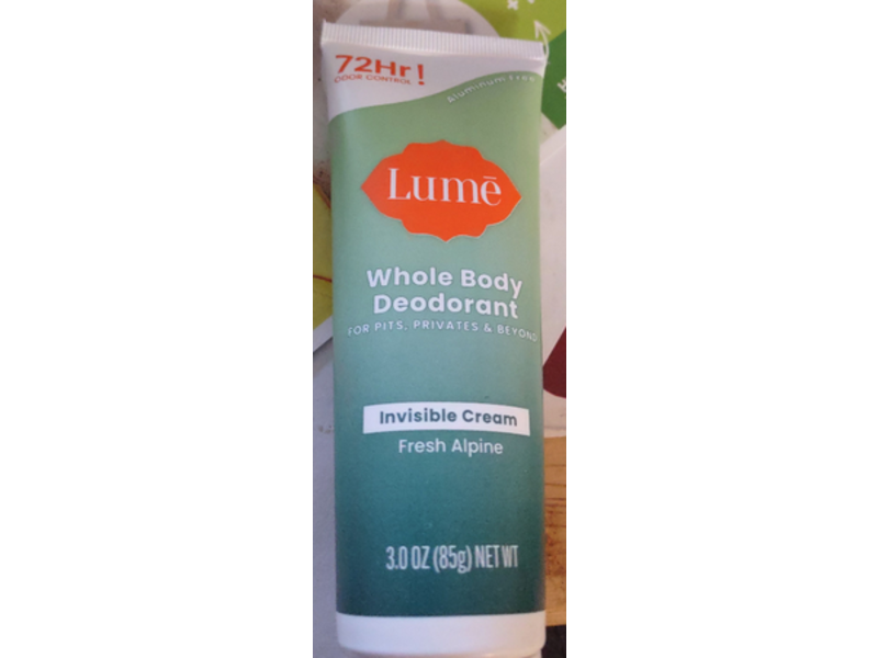 Lume Whole Body Deodorant Invisible Cream, Fresh Alpine, 3.0 oz/85 g