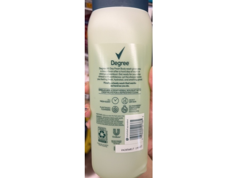 Degree All Day Fresh Energy Body Wash, 20 fl oz