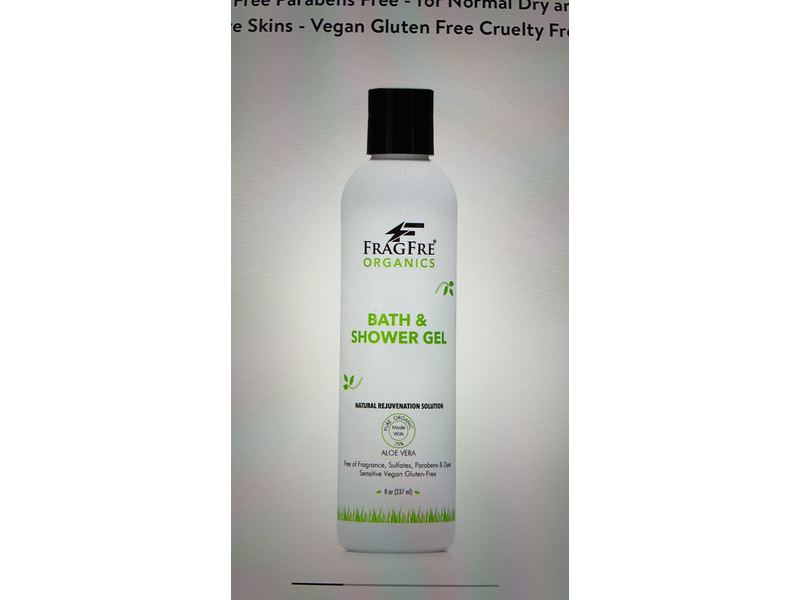 FragFre Organics Bath & Shower Gel, Fragrance Free, Aloe Vera, 8 oz/236 mL