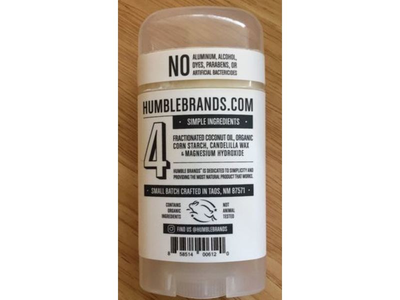 Humble All Natural Deodorant, Unscented For Sensitive Skin, 2.5 oz/70 g