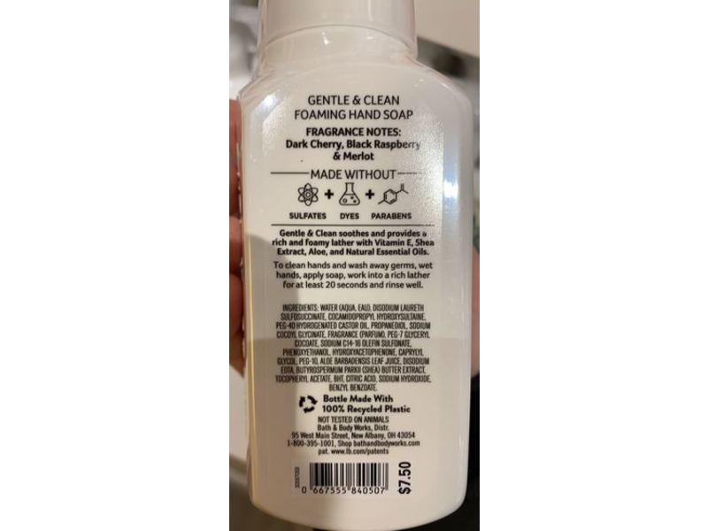 Bath & Body Works Gentle & Clean Foaming Hand Soap, Black Cherry Merlot, 8.75 fl oz/259 mL