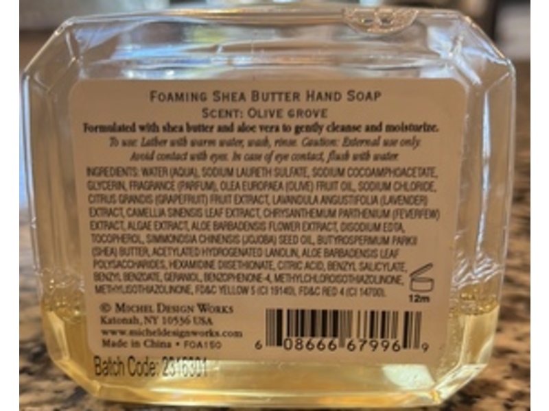 Michel Design Works Foaming Shea Butter Hand Soap, Olive Grove, 17.8 fl oz/530 mL