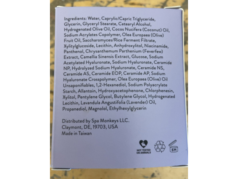 Snow Fox Skin Care Multi Ceramide Sleeping Mask, Lavender & Coconut, 1.6 fl oz/50 mL