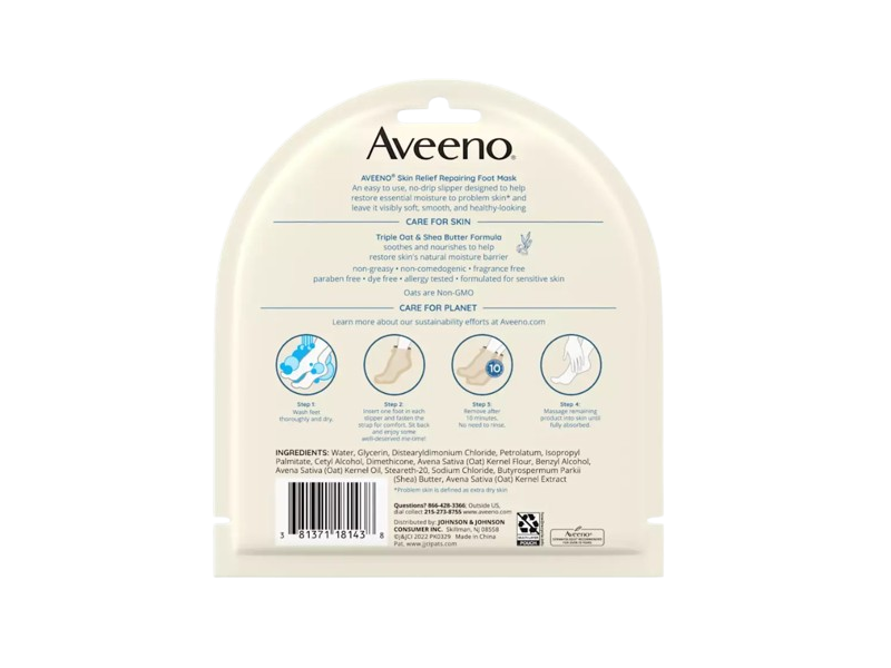 Aveeno Skin Relief Repairing Foot Mask, 1 Pair