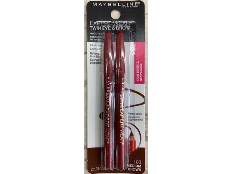 Maybelline Expert Wear Twin Eye & Brow, 103 Medium Brown, 0.3 oz/900 mg, Pack Of 6