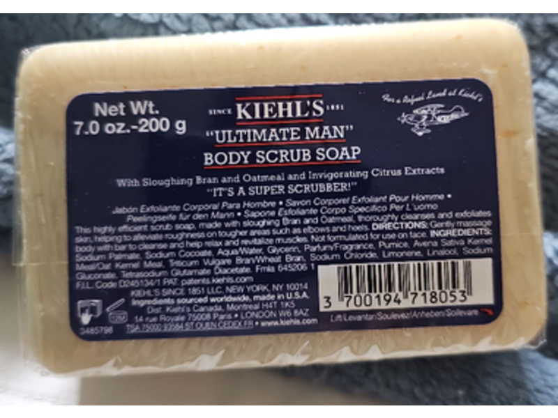 Kiehl's Ultimate Man Body Scrub Soap, Sloughing Bran+Oatmeal & Invigorating Citrus Extracts, 7.0 oz/200 g