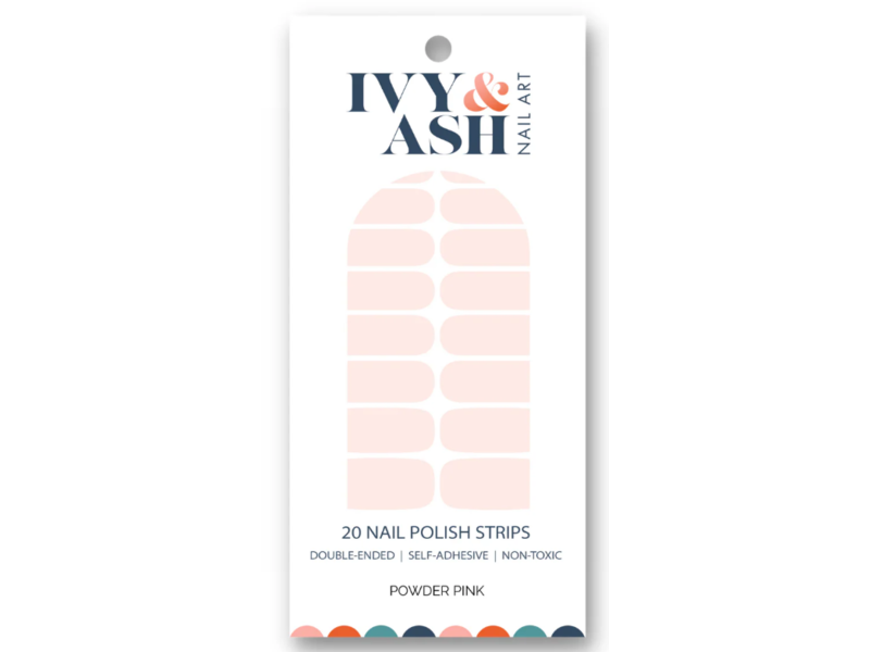 Ivy & Ash Nail Polish Strips, Powder Pink, 20 Count