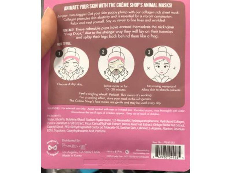 The Creme Shop Plump Up, Skin! Animated French Bulldog Face Mask, Pack Of 3