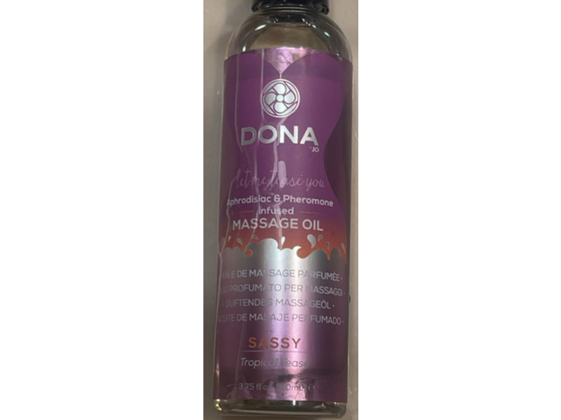 Dona By Jo Sassy Tropical Tease Massage Oil, Aphrodisiac & Pheromone, 3.75 fl oz/110 mL