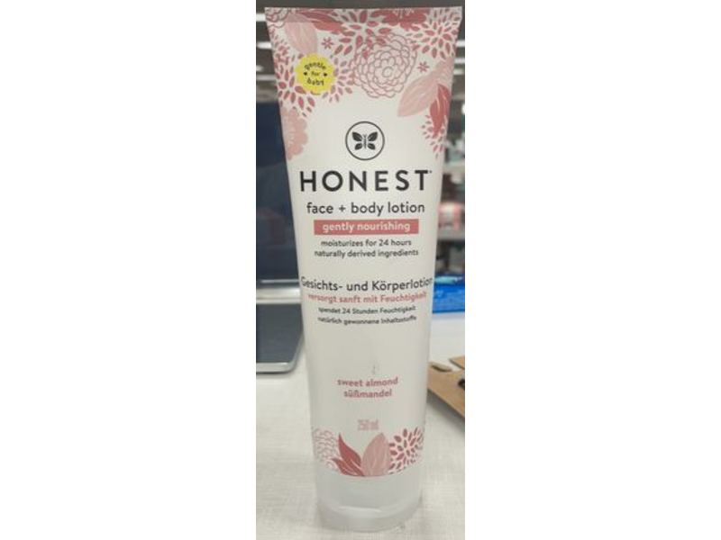The Honest Company Gently Nourishing Face + Body Lotion, Sweet Almond, 8.5 fl oz/250 mL