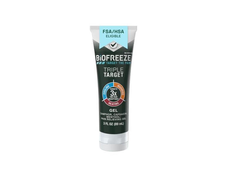 Biofreeze Triple Target Pain Relief Gel Tube, 3 fl oz/89 mL