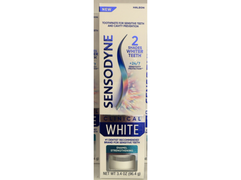 Sensodyne Clinical White Toothpaste, Enamel Strengthening, 3.4 oz/96.4 g, Pack Of 3