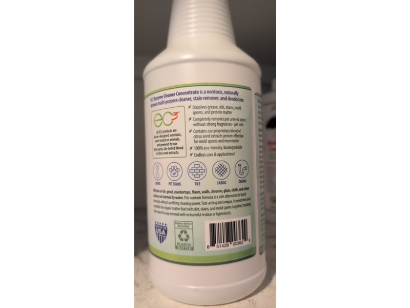 EC3 Enzyme Cleaner Concentrate, Lemon-Mint Scent, 32 oz/950 mL