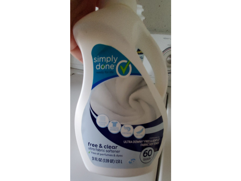 Simply Done Ultra Fabric Softener, Free & Clear, 60 Loads, 51 fl oz/1.51 L