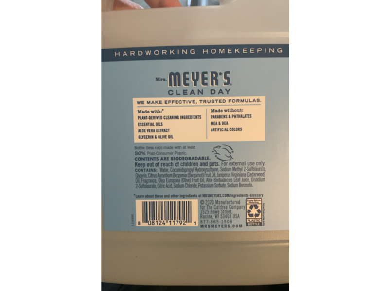 Mrs. Meyer's Clean Day Hand Soap, Rain Water, 33 fl oz/975 mL