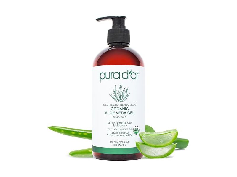 Pura D'or Soothing Effect After Sun Exposure, Aloe Vera Gel, 16 fl oz/473 mL