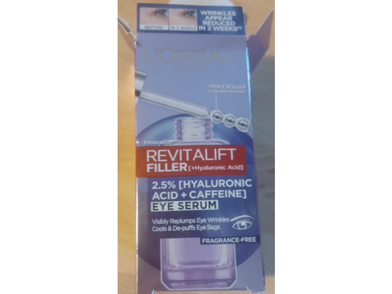L'Oreal Paris Revitalift + Hyaluronic Acid Eye Serum, Fragrance-Free, 20 mL